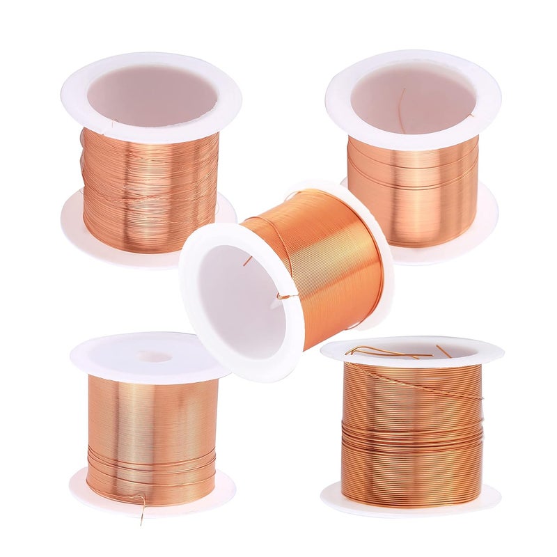 SKYPRO 5 Spool Coils Magnet Wire 0.1-0.5mm Enameled Copper Wire Enameled Magnet Winding Wire Natural Temperature Rating Widely Used for Transformers Inductors - Image 1